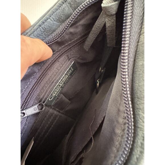 Vintage Carlo D'Santi Geanuine Leather Blue Shoulder BagTooled Leather Handbag - Picture 7 of 16